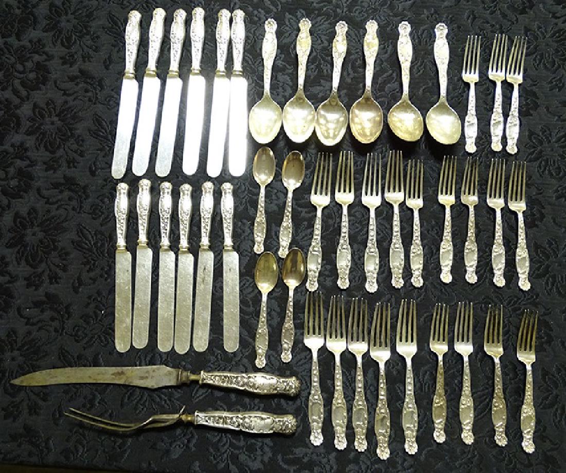 Rare 45 Piece Set of Sterling Flatware with a Suite of: Rare 45 piece set of sterling flatware with a suite of armor by Joseph Rogers & Sons Cullers To Her Majesty England. 52 troy oz plus 14 large weighted pieces. *We will only accept cash, check wire tra