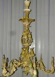 Monumental 19th C. Gas Chandelier in Bronze
