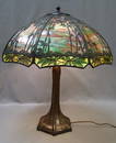 19" Signed Handel Tropical Scene Table Lamp
