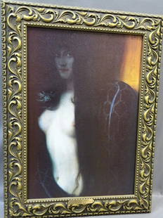 Painting "The Sin" by Franz Von Stuck: Oil on canvas " The Sin" by Franz Von Stuck. Estate fresh, probably a copy. 24" tall, 18" wide.