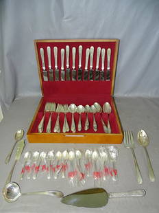 80 pc Sterling Flatware Set S. Kirk & Son (12 pc Place: (80) piece sterling flatware set signed S. Kirk & Son. No monograms. Some never used, in real nice well kept condition. 75.5 troy oz plus 13 weighted pieces.