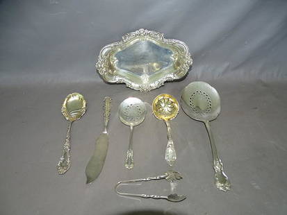 Group of 7 pc of Fancy Sterling: Group of (7) pieces of fancy sterling silver, many serving pieces. 7.2 troy oz.