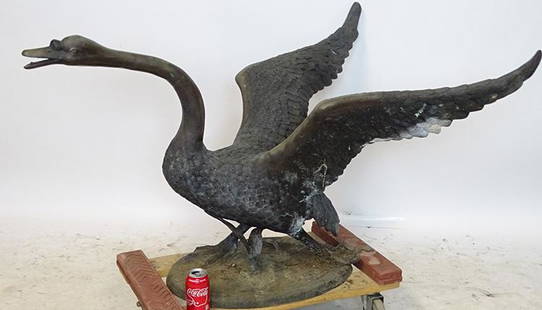 Huge Bronze Goose: Lg bronze goose with 31" wings. 26" tall, 35" wide, 52" deep.