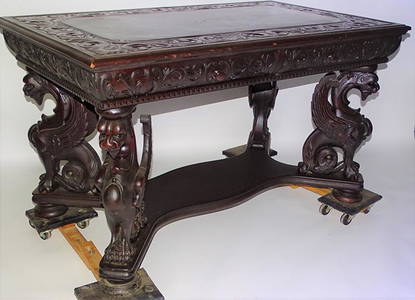 50" Mahogany Winged Griffin Horner Partners Desk