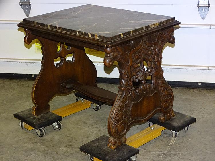 Carved Marble Top Coffee Table with Eagles (1 of 3)