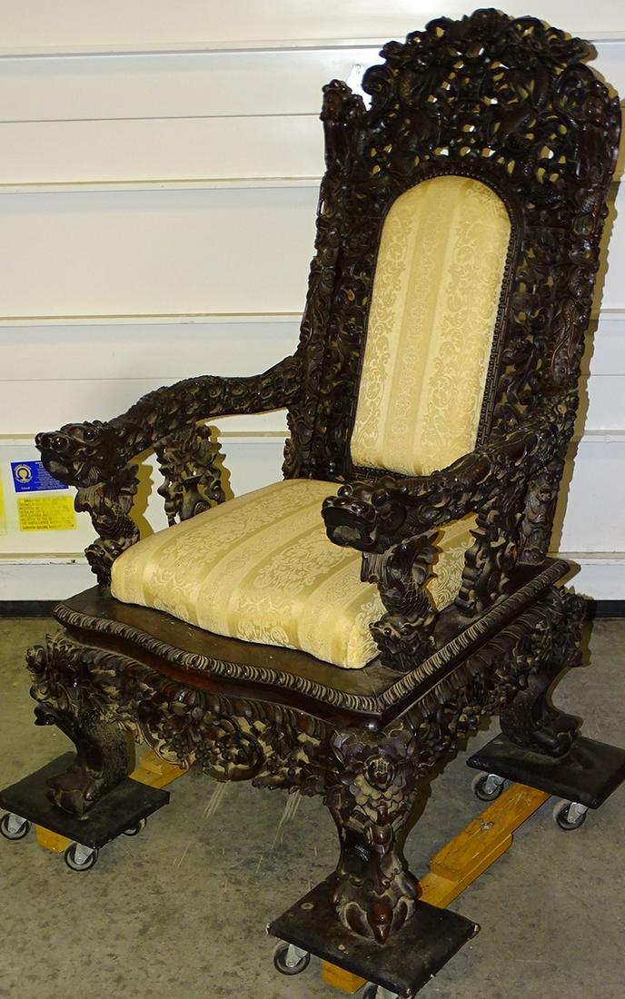 Antique Oversized Oriental Chair (1 of 7)