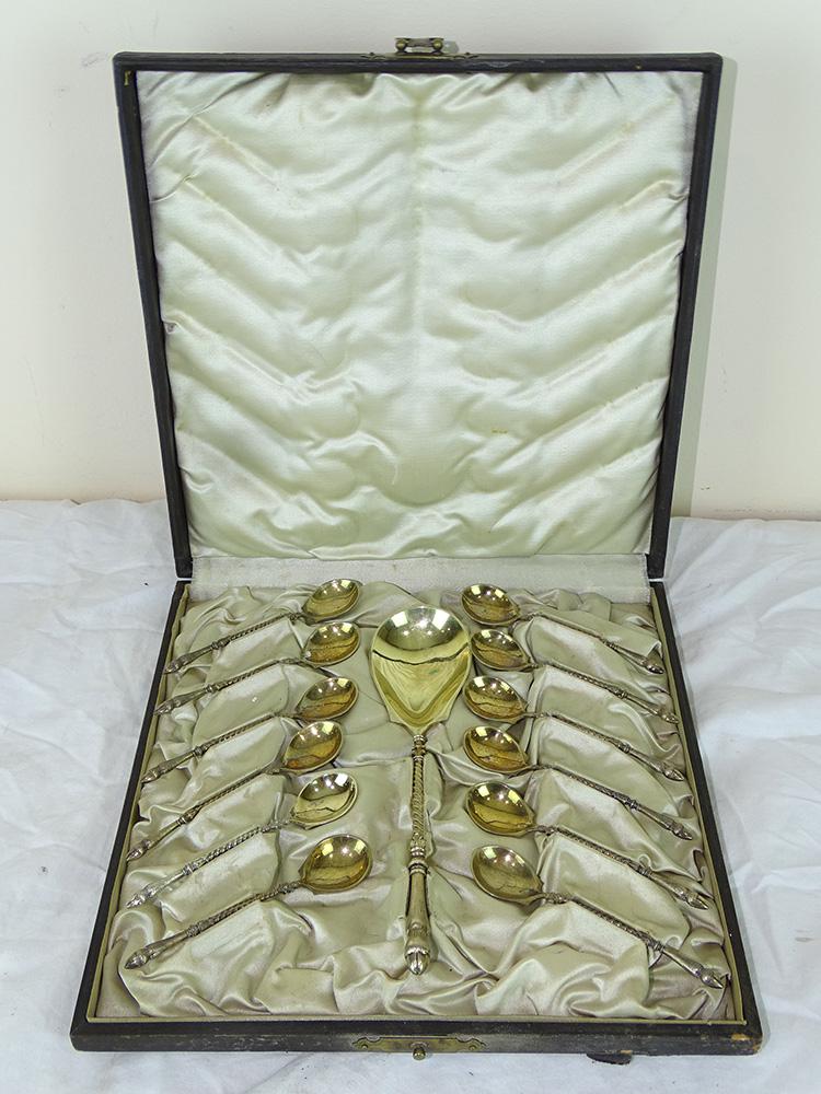 Quality 13 Piece 800 Silver Spoon Set (1 of 5)