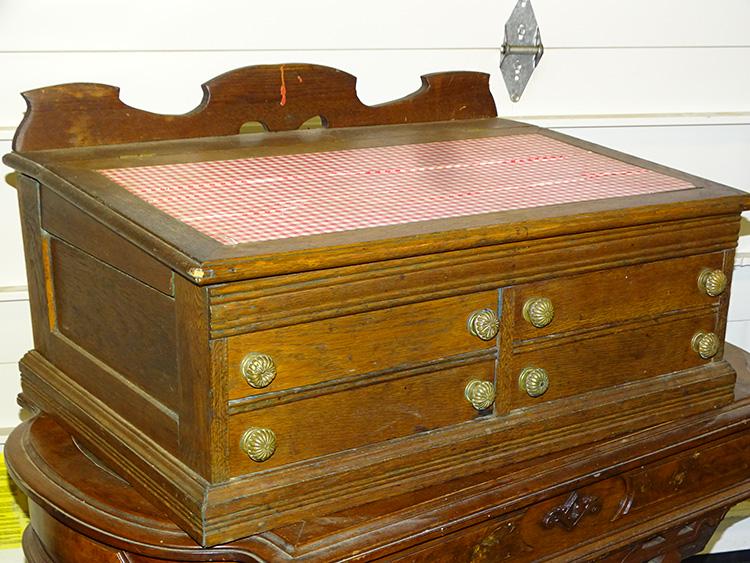 Oak 4 Drawer Lift Top Spool Cabinet (1 of 3)