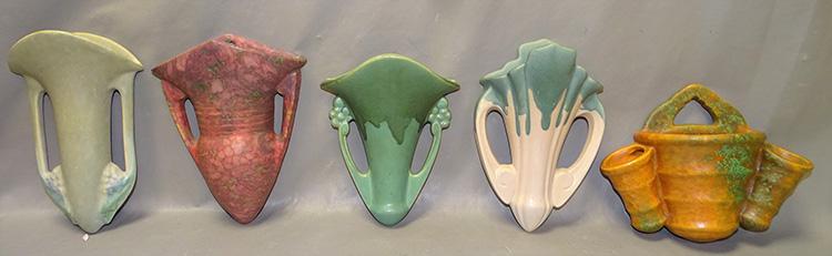 Group of 5 Roseville Wall Pockets (1 of 3)