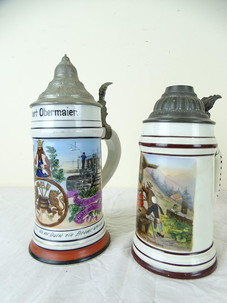 2 Lithophane Steins: (2) nice lithophane steins. In nice condition. Tallest is 10".