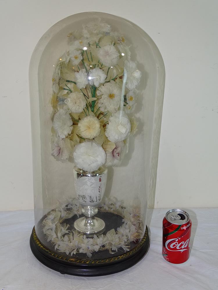 Glass Dome with Silver Luster Vase (1 of 2)