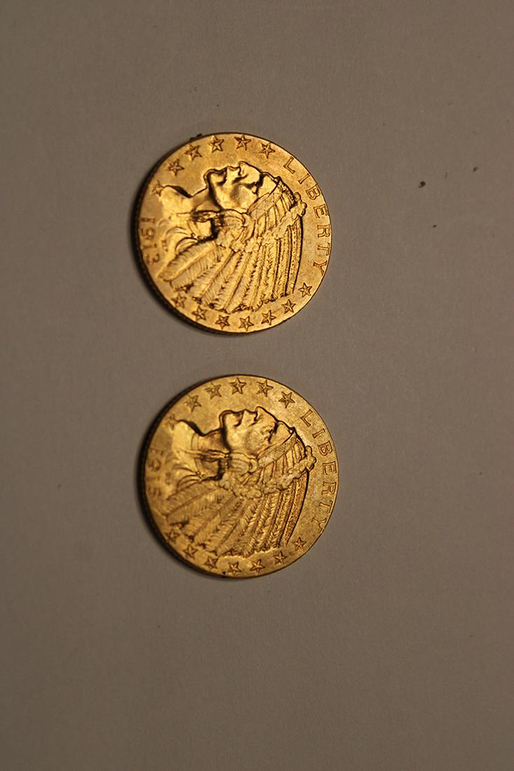 (2) $5 Gold Coins (Half Eagles) Indian Head (1 of 2)