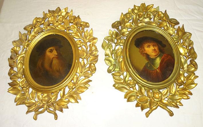Pair of 19th C. Painting on Board in Original Frames (1 of 6)