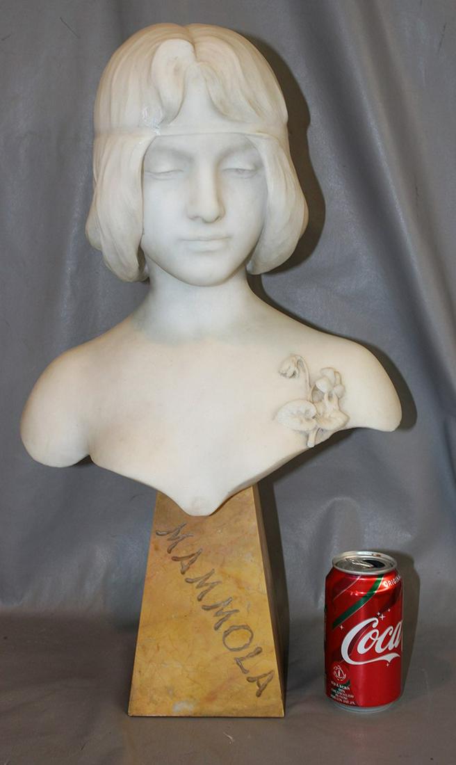 Super 22" Antique Signed Marble Sculpture of a Girl (1 of 4)