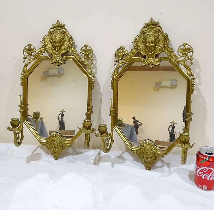 Pair of Awesome Brass Sconces with Heads (1 of 5)