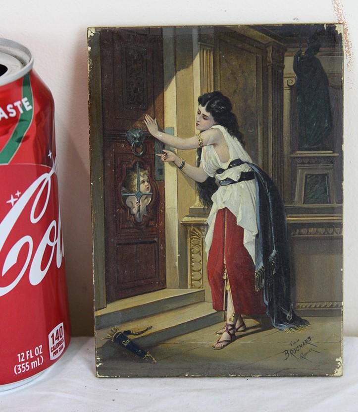 Miniature 19th C. Painting on Board Signed "Brochart" (1 of 4)