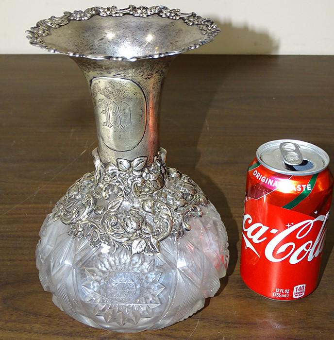 9" Cut Vase with Sterling Top (1 of 4)