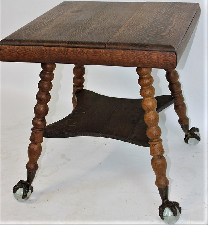 Oak Lamp Table with Huge Claw and Ball Feet (1 of 3)