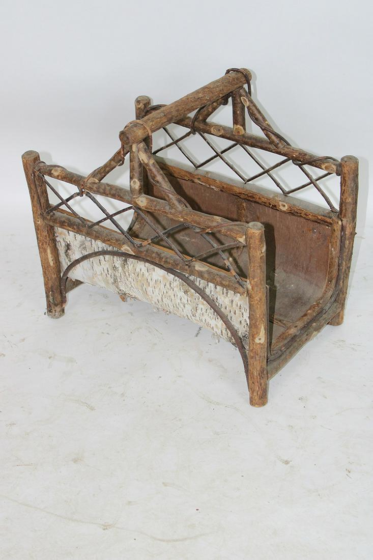 Birch Adirondack Log Holder: Birch Adirondack log holder, neat for a log cabin. 20" wide, 18" tall, 13" deep.