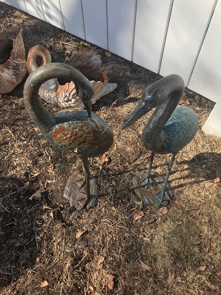 Cast Iron Garden Cranes: Cast iron garden cranes. 30" tall.