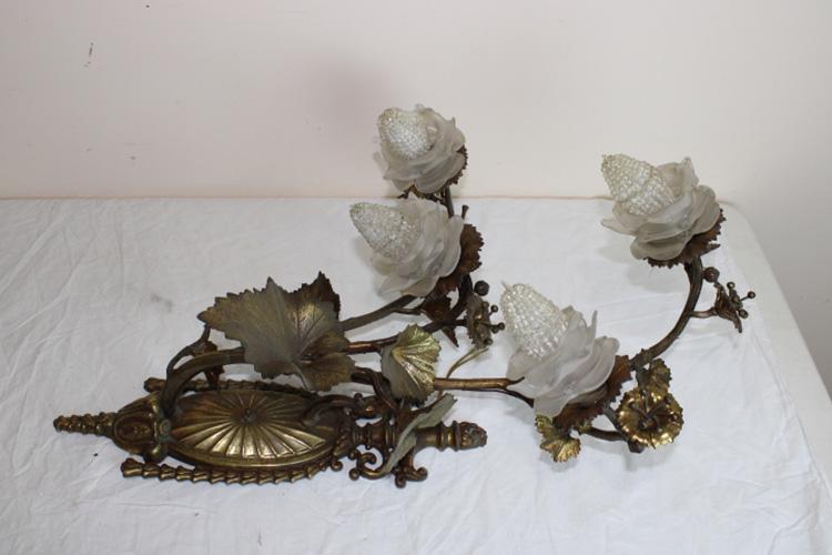 Large 30" Wall Sconce: Large 30" long wall sconce with leaf design. 20" wide, 30" tall.