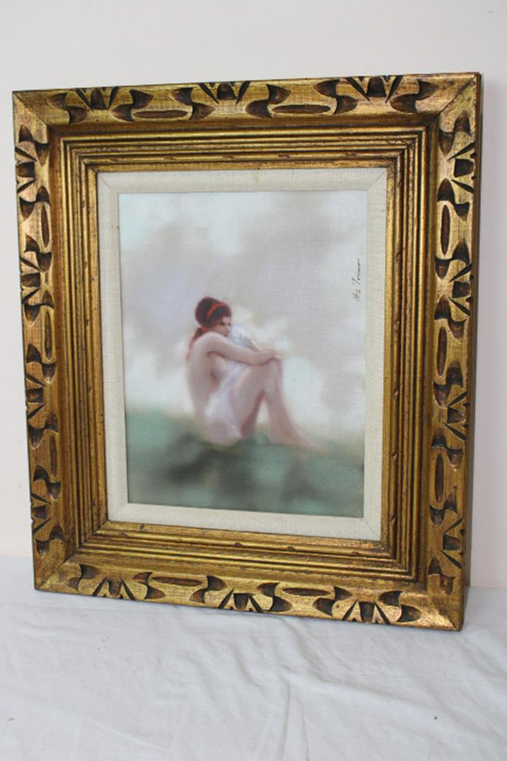 Oil on Canvas of Semi Nude by Anthony Autorino: Oil on canvas of a semi nude by well listed artist Anthony Autorino. Very pretty.