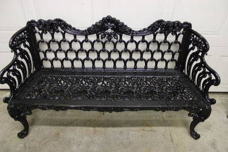 Oversize Antique "White House" Bench: Oversize cast iron antique White House bench. 64" wide, 37" tall, 18" deep.