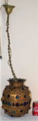 Jeweled Hanging Brass Hall Lamp