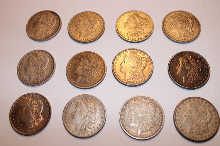 12 Morgan Silver Dollars in Nice Condition (1 of 4)