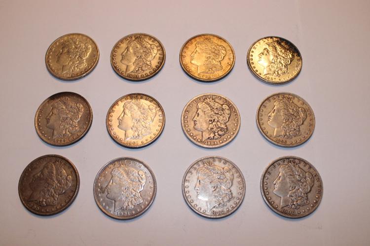 12 Morgan Silver Dollars in Nice Condition (1 of 4)