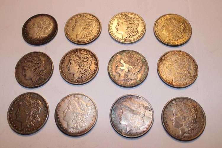12 Morgan Silver Dollars in Nice Condition (1 of 4)