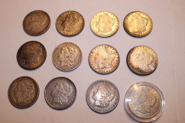 12 Morgan Silver Dollars in Nice Condition (1 of 4)