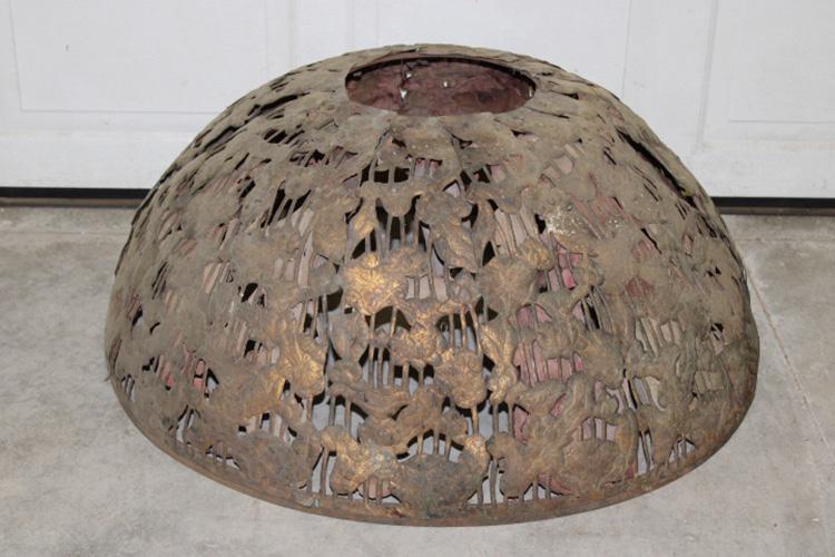 Unusual Early 36" Round Brass Lamp Shade (1 of 5)