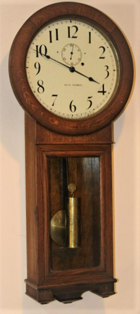 Seth Thomas #2 Weight Driven Regulator: Seth Thomas #2 weight driven regulator in oak in original finish, been running for a week. 16" wide, 36" tall, 6" deep.