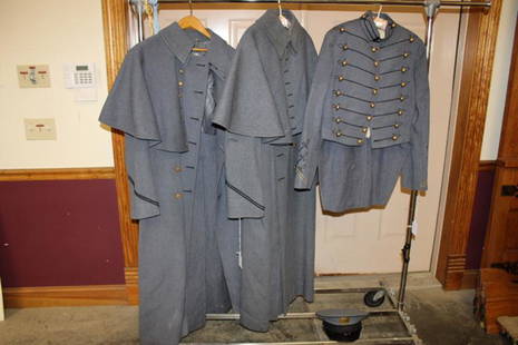 3 West Point Coats and Caps: 3 West Point coats and caps of Bartholf estate, descendant of Alexander Hamilton.