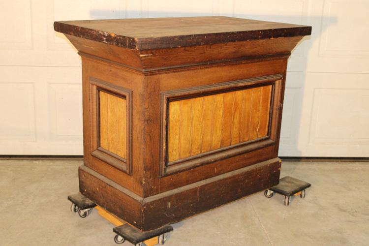 Sweet 43" Country Store Counter: Sweet 43" country store counter in an original grain painted finish. 43" wide, 36" tall, 26" deep.
