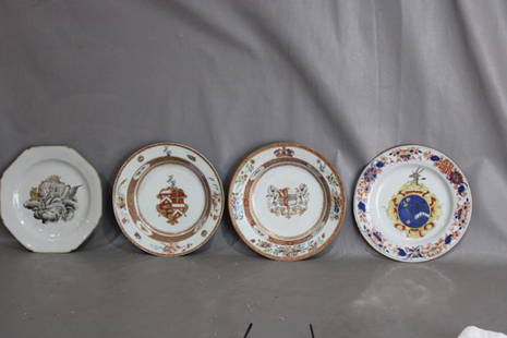 (4) Great Oriental Plates and Bowls (1) Marked Kangxi: 4 great oriental plates and bowls. (1) marked Kangxi 1662-1722. Pair of bowls marked Yung Cheng 1723-1735 (2 damaged).