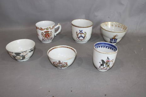 Early 18th and 19th C. Cups with Coat of Arms: Early 18th and 19th C. cups with coat of arms, all good, 1 has a line (see photo).