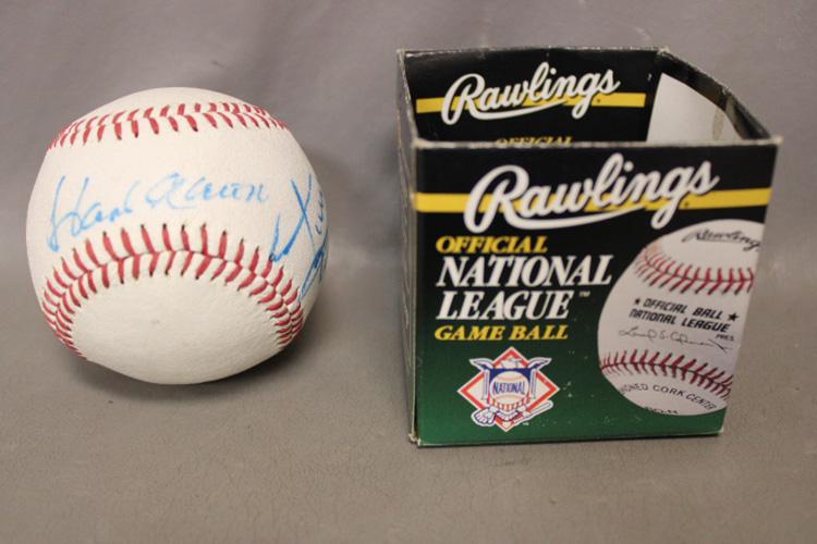 Baseball Signed Hank Aaron and Others: Baseball signed Hank Aaron and others from a 60 year old private collection.
