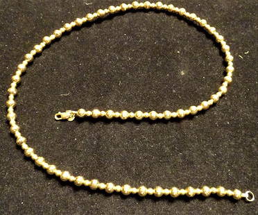 Nice 16" 14k Gold Necklace: Nice 14k gold necklace with larger and smaller beads, 16". 4.3 DWT.