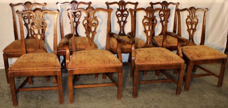 Quality Set of 8 Cherry Stickley Chairs: Quality set of 8 cherry Stickley chairs all in nice condition. Arm chair is 29" wide, 38" tall, 21" deep.