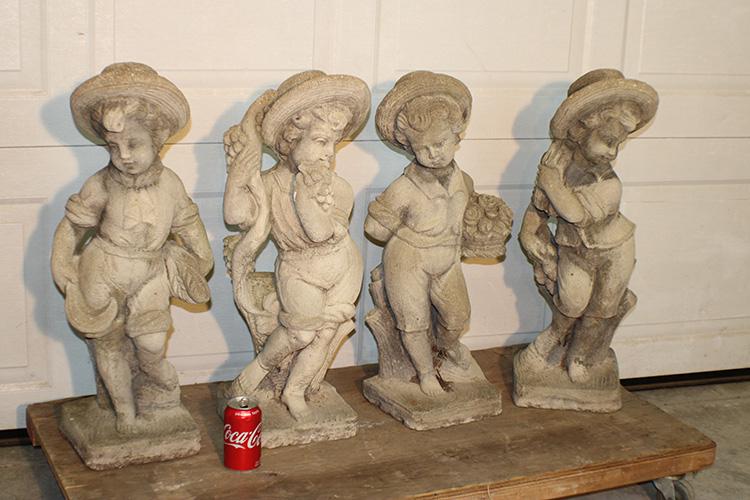 Set of 4 Antique Concrete Garden Children (1 of 4)