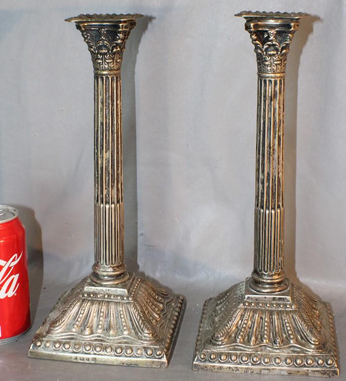 Fabulous Pair of 12" Early 19th C. Candlesticks with (1 of 6)