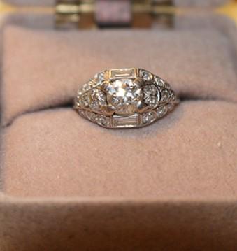 Nice Platinum Art Deco European Cut Diamond Ring with (1 of 3)