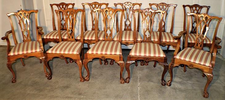 Set of 10 Custom Mahogany Chippendale Chairs (1 of 3)