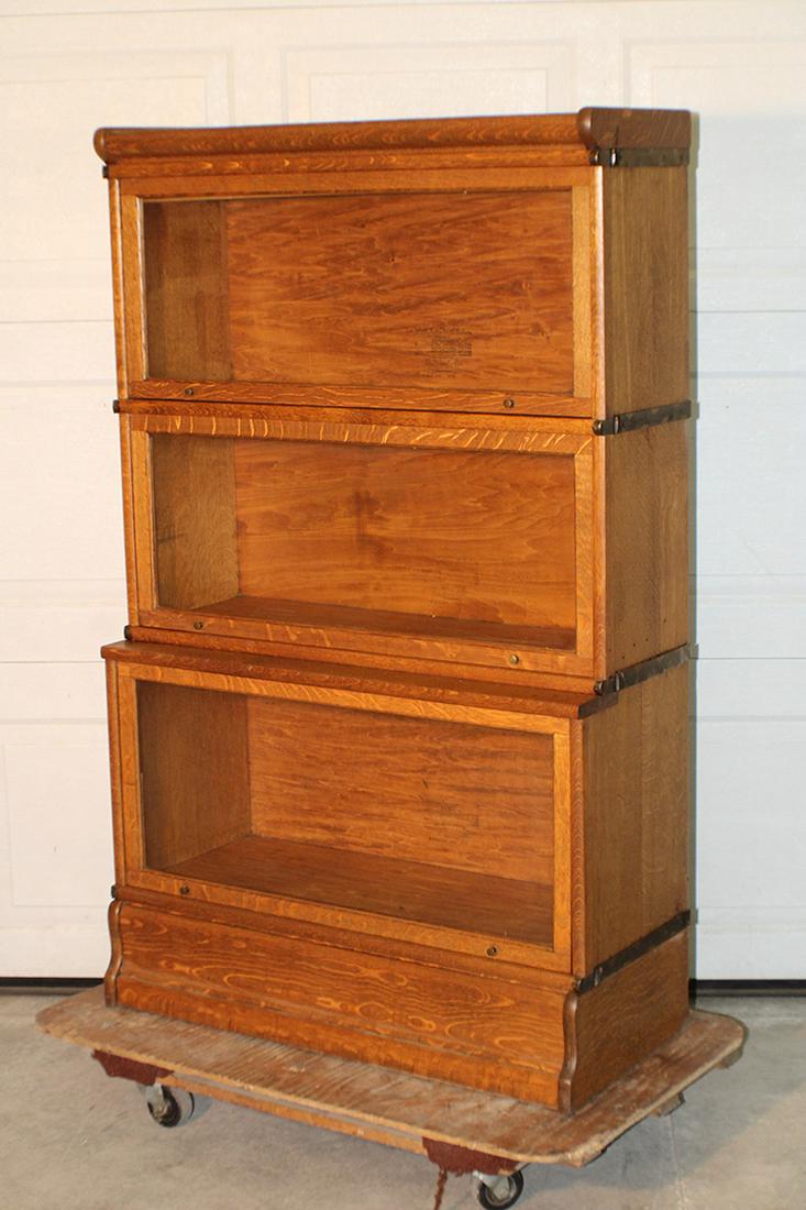 Pristine 3 Section Oak Globe Banister Bookcase with (1 of 5)
