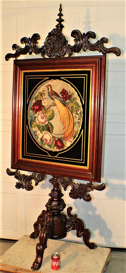 Large Rocco Victorian Fire Screen with 3-D Shadow Box (1 of 6)