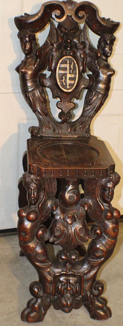 Heavily Carved 19th C. Chair with Angels (1 of 5)