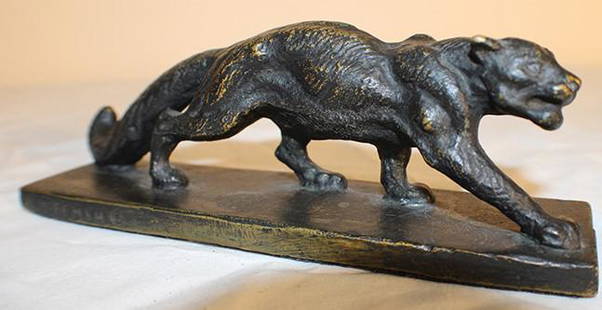 Signed Malvina Hoffman Bronze of a Puma: Signed Malvina Hoffman bronze of a puma from the Charles Russell collection in nice patina. 7" wide, 2.5" tall, 2" deep.