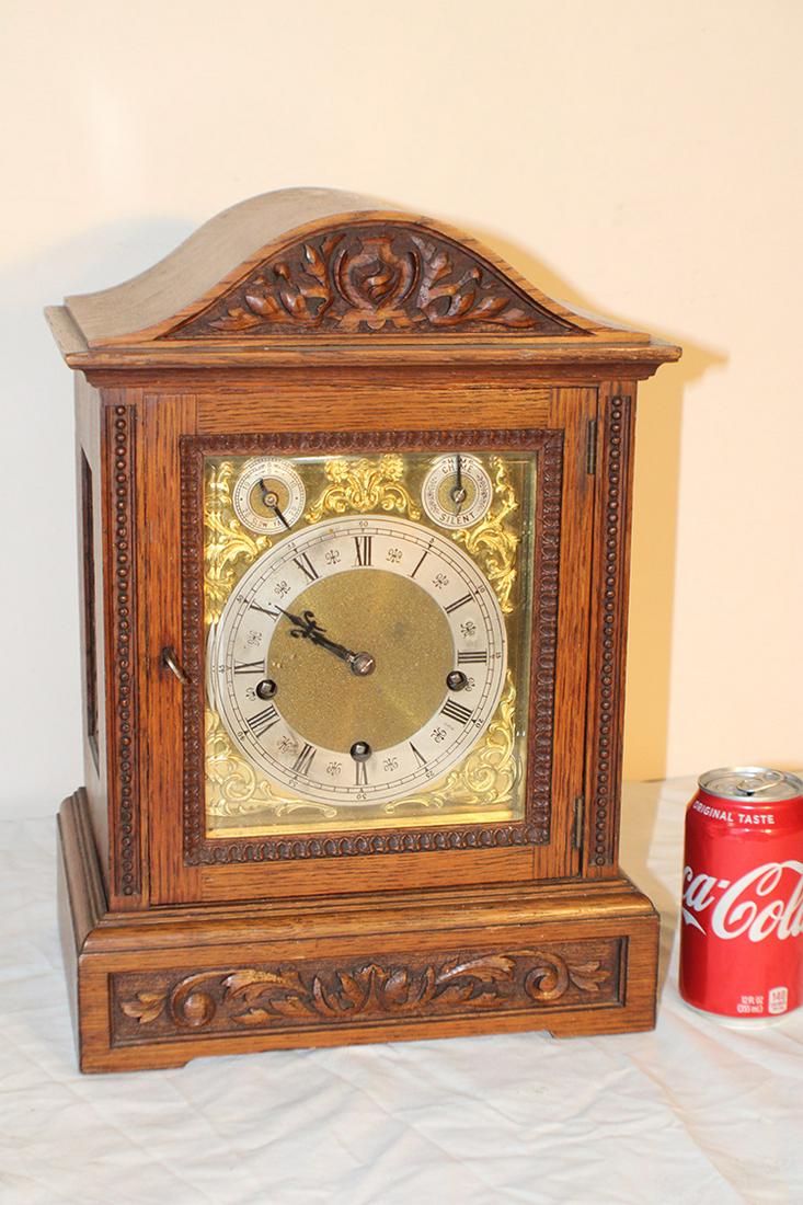 Large Oak Mantel Clock with Chimes (1 of 4)